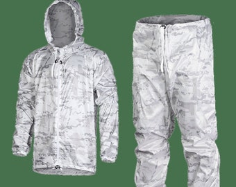 Multicam Alpine - White Snow Camouflage Masking Suit | Hunting waterproof Winter Snow Suit Clothing Ultra-Thin and light Windbreaker