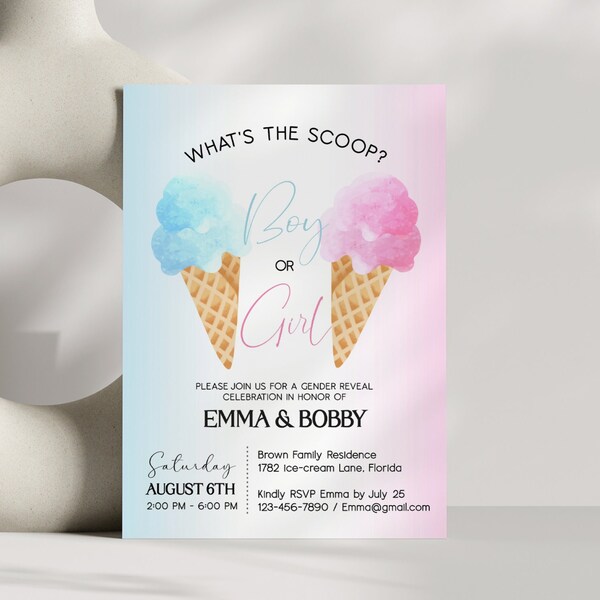 Ice Cream Gender Reveal Announcement Etsy