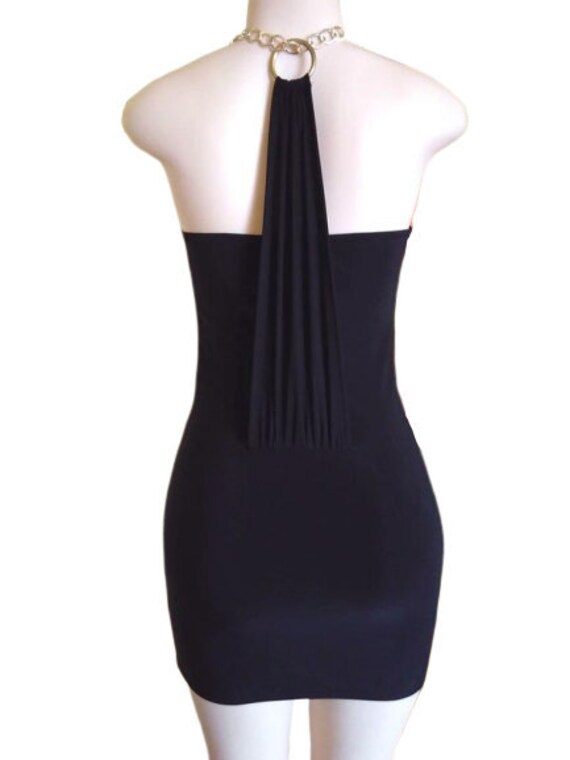 Little shiny dress XS-S, with open back, black min