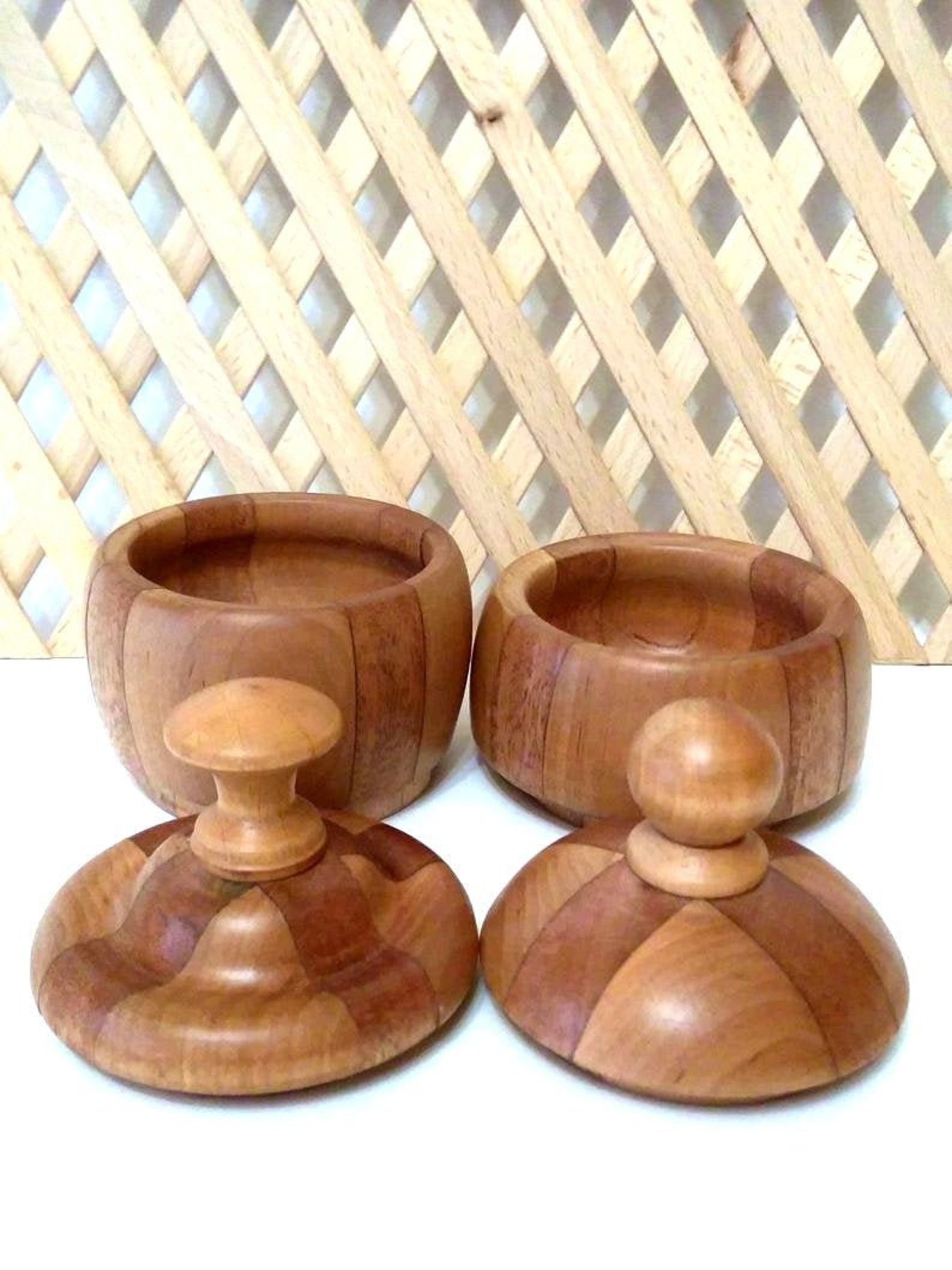 Two round wooden boxes handmade small containers for storing Etsy