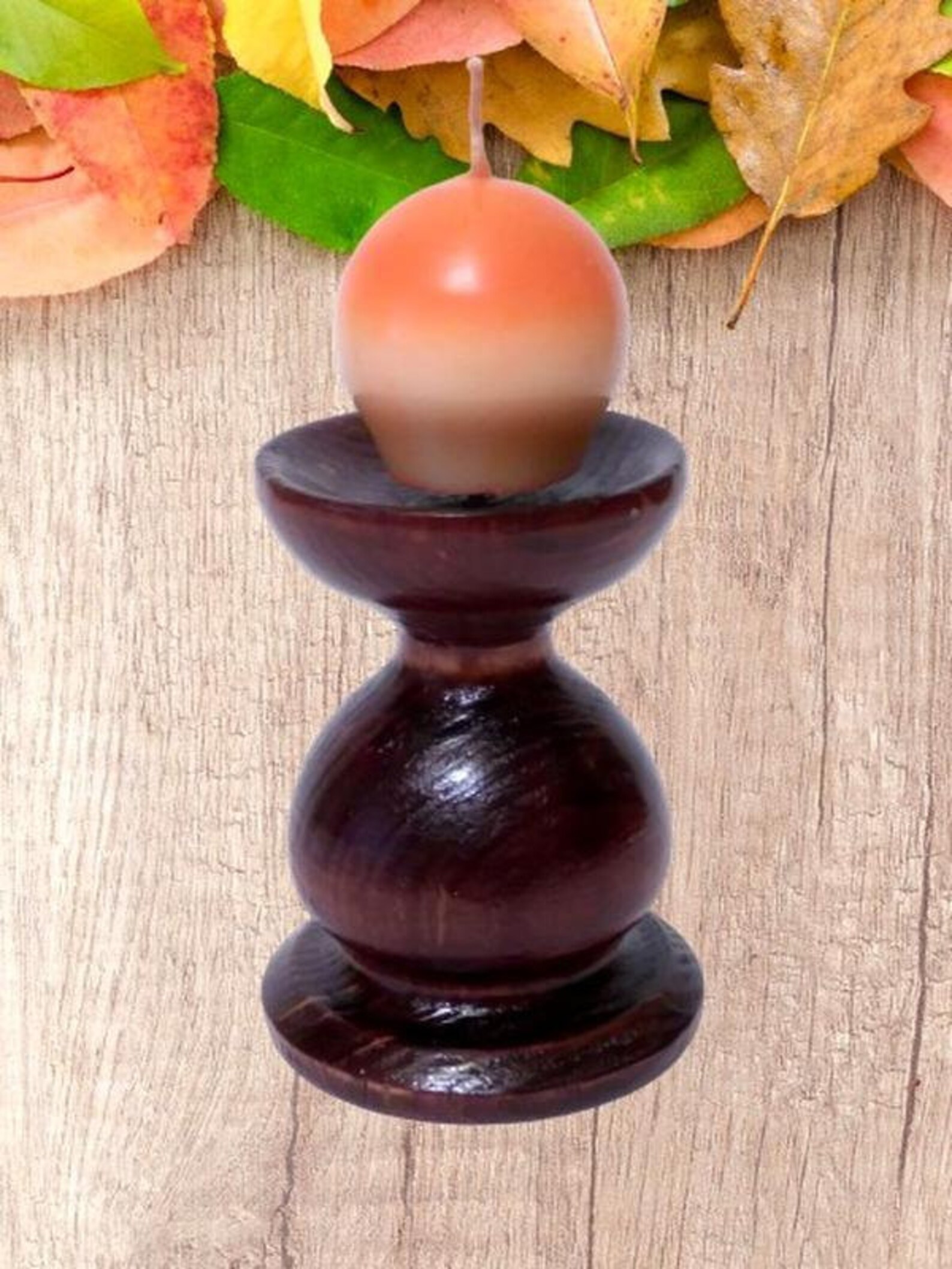 2 lockige Kerzenständer Farbe Mahagoni niedriges Holz | Etsy