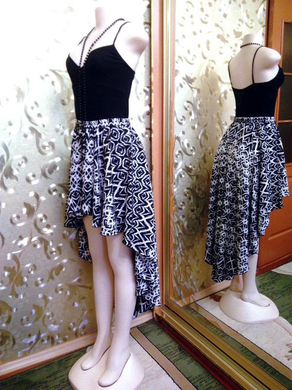 short skirt with long train