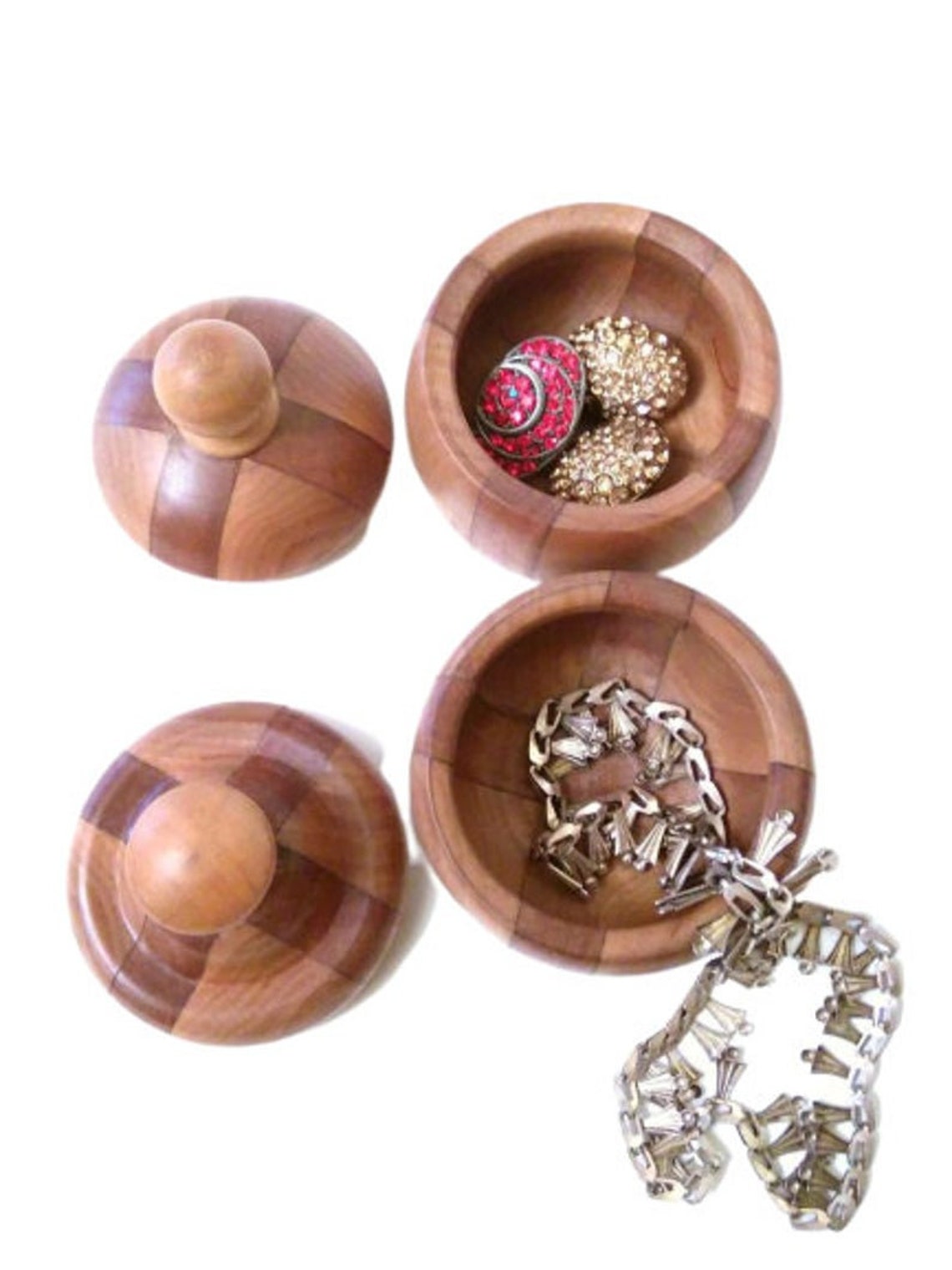 Two round wooden boxes handmade small containers for storing Etsy