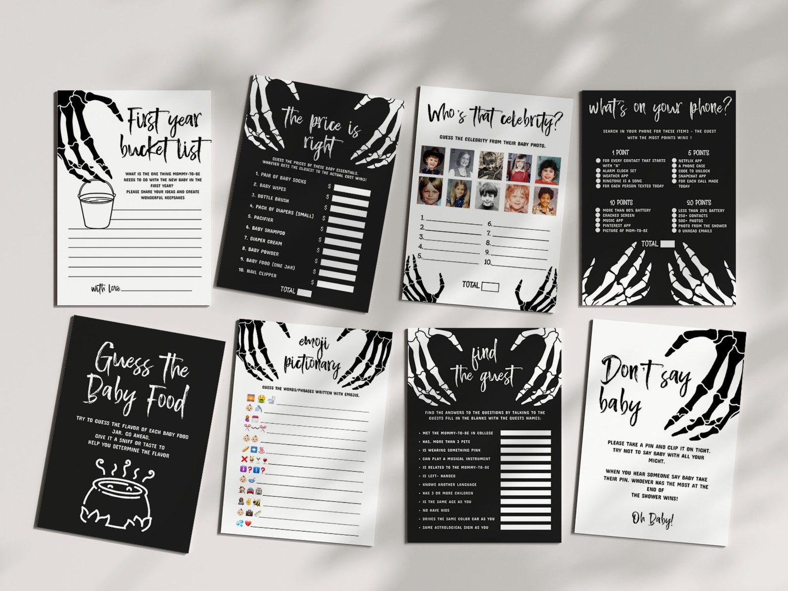 Halloween Baby Shower Games Bundle Black Baby Shower Games Etsy