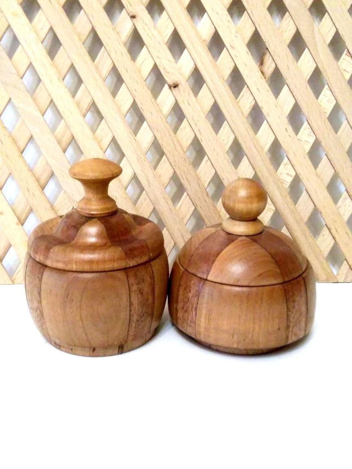 Two round wooden boxes handmade small containers for storing Etsy