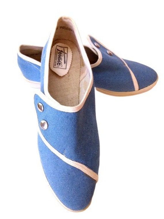 Loafers vintage blue textile Tomuc, size 27, Roman