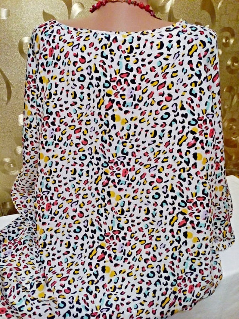 with holes on the shoulders mini dress for chic lady with a elastic at the hips White multi-colored tunic raglan sleeve 3XL-5XL