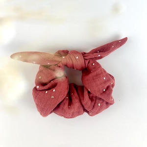 Terracotta scrunchie - Cotton gauze scrunchie - Large terracotta cotton scrunchie