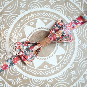 Liberty cotton and cork bow tie