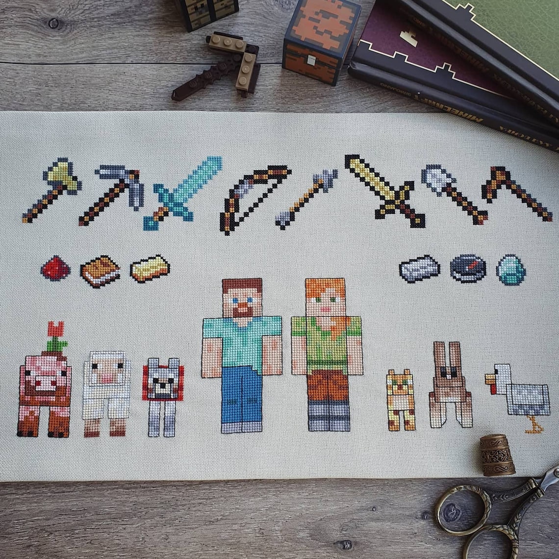 Minecraft sampler Cross stitch pattern Digital Download DMC Etsy