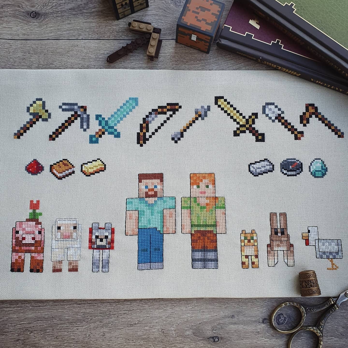 Minecraft sampler cross stitch