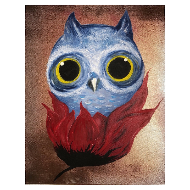 Original artwork owl decor owl wall art canvas art modern Etsy