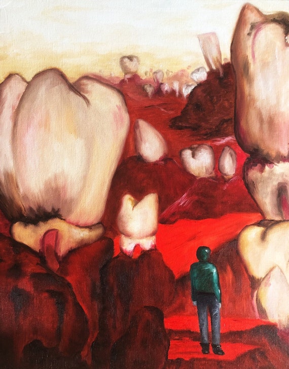 Dunkle Kunst Gruselige Kunst Zahnkunst Original Olkunst Etsy