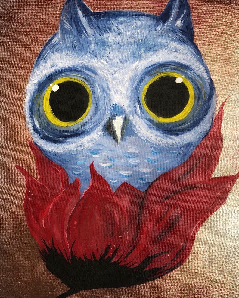 Original artwork owl decor owl wall art canvas art modern Etsy