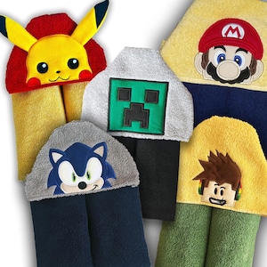 Personalized Gamer Hooded Towel: 100% Cotton Kids Bath/Pool Towel