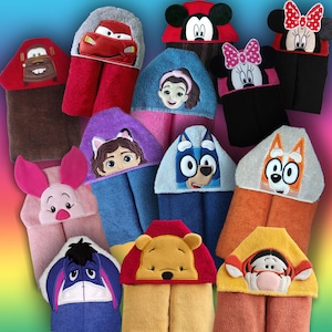 Personalized Character Hooded Towel: 100% Cotton Kids Bath Towel