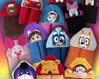 Personalized Character Hooded Towel: 100% Cotton Kids Bath Towel