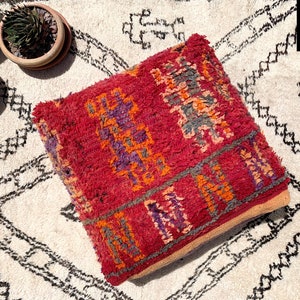 Vintage Berber Pouf marokkanisch Kelim Boujad Bodenkissen Ottoman Outdoor Rot Orange Lila Türkis Christmas Gift her him Azilal Beni Ourain