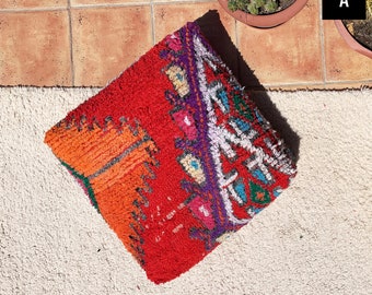 Vintage Berber Pouf marokkanisch Kelim Boujad Bodenkissen Wolle Ottoman Outdoor Rot Orange Blau Lila Pink Muttertag Gift her him Beni Ourain
