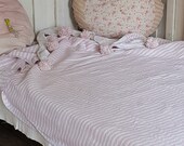 XL Moroccan Berber Blanket Pompoms handwoven cotton stripe day blanket plaid hygge gift her pink white throw Outdoor Lounge Summer