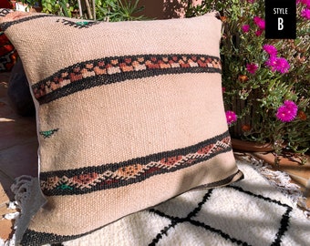 Vintage Berber Cushion Moroccan Beni Ourain Azilal Boujad Wool Boho Tribal Red Apricot Rust Purple Outdoor Lounge Deco Mother's Day