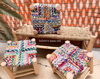 Siège de tabouret marocain moyen pour enfant et adulte Boucherouite Cadeau de Pâques enfants tabouret coloré chaise chat tabouret enfant