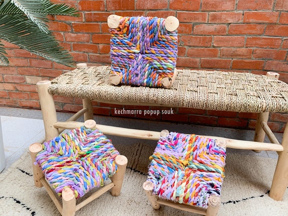 Moroccan Mini Stool Seat for Toddler and Baby Boucherouite