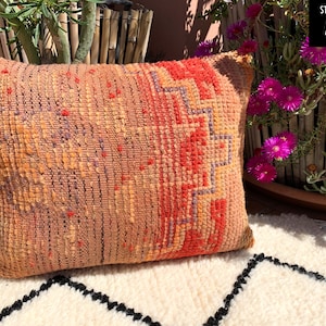 Vintage Berber Cushion Moroccan Beni Ourain Azilal Boujad Wool Boho Tribal Red Apricot Rust Purple Outdoor Lounge Deco Christmas