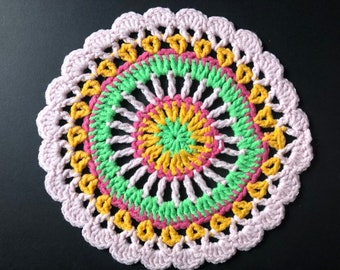 Mandala Doily PDF – Colorful Table Mat Tutorial