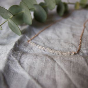 MAYA Necklace Minimalist Chain Rose GoldFilled 14k semi precious natural Moon Stone, delicate, refined - Silver, Gold, Rose Gold
