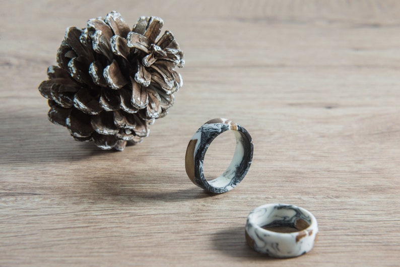 Wood resin jewelry gift for him Valentines gift for husband Epoxy resin wood ring gift for him ALMOND WOOD RING for men and women