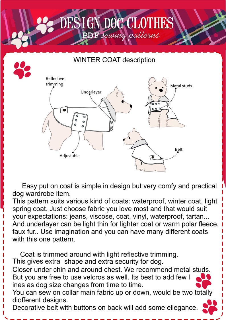 4730 Dog Coat Sewing Pattern Chest 47-50 Cm 30 Cm Back - Etsy