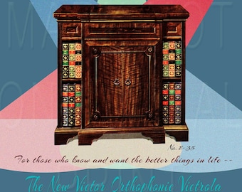Reproduced Vintage Victor Victrola Talking Machine  Phonograph Canvas Print