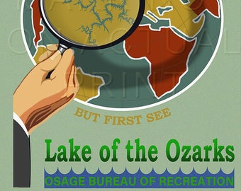 Vintage Travel Poster Lake of the Ozarks on Canvas