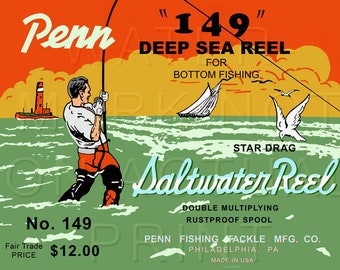 Vintage Penn Fishing Reel Box Label 