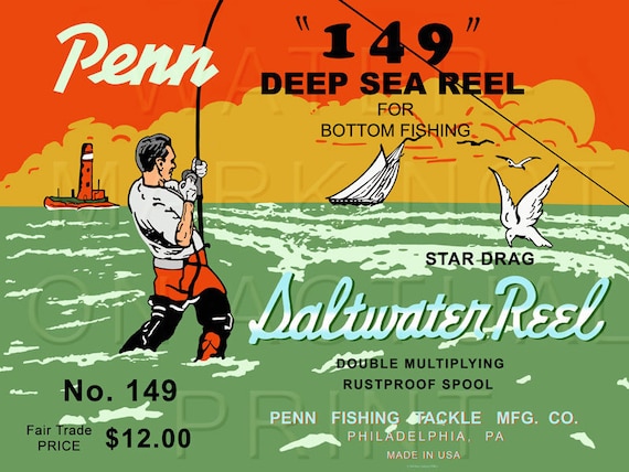 Vintage Penn Fishing Reel Box Label 