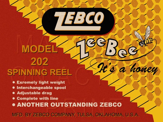 Vintage Zebco Zee Bee Model 202 Box Label Canvas Print 