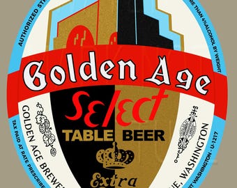 Vintage Golden Age Select Beer Golden Age Breweries Spokane, Washington Canvas Print