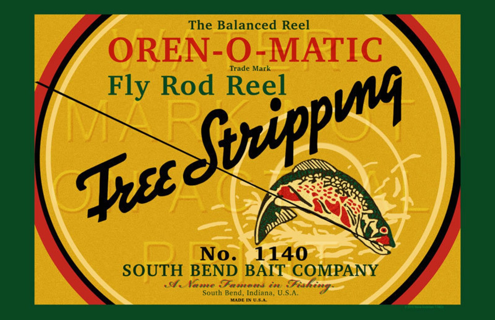 Vintage Oren O Matic Fishing Reel Box Label South Bend Bait Company