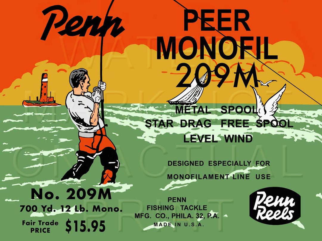 Vintage Penn Fishing Reel Box Label peer Monofil 209M Canvas Print