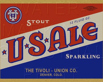 USAle stout beer Tivoli Union Co Denver, Colorado beer Label Canvas Print