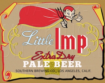 Little IMP Beer Southern Brewing Co,  Los Angeles, California Beer Label Canvas Print