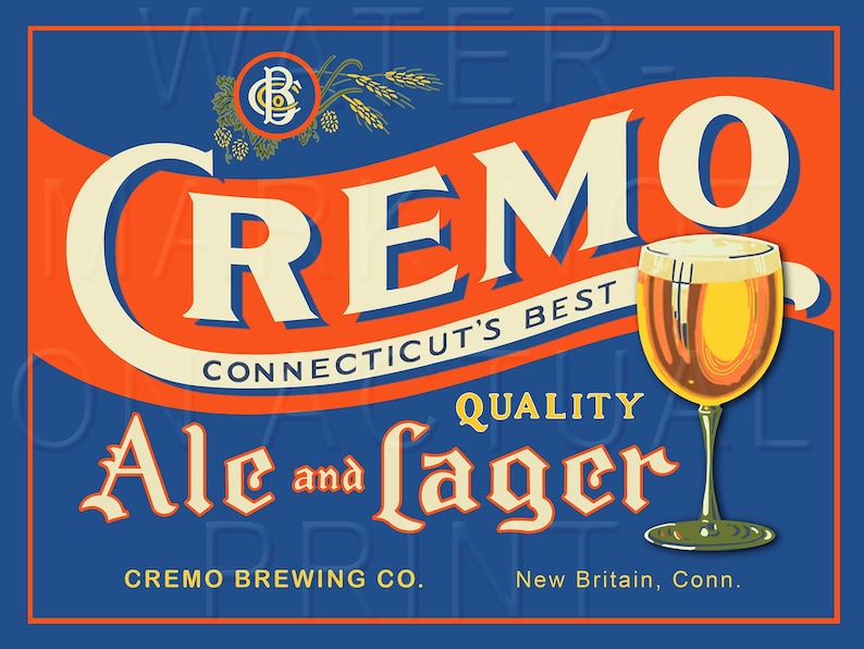 Vintage Cremo Ale and Lager Cremo Brewing Co. New Britain, Conn. Label ...