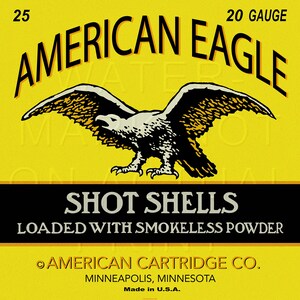 Reproduced vintage American Eagle Shotgun Shells Box Label Canvas Print