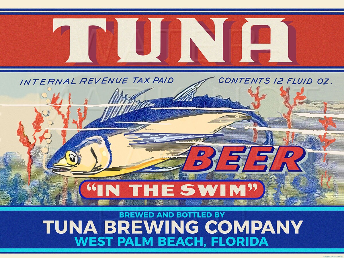 Custom Tuna Beer Tuna Brewing Company West Palm Beach FL Beer Label