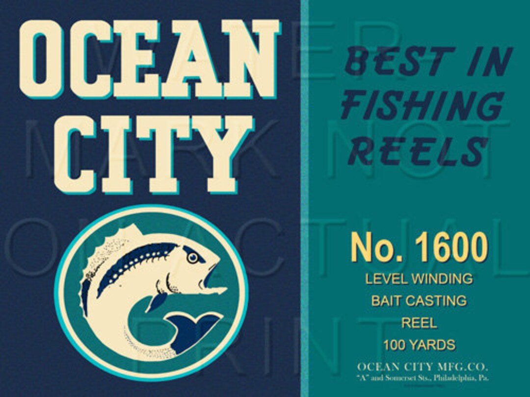 Vintage Ocean City Fishing Reel Box Label no. 1600 Canvas Print Etsy