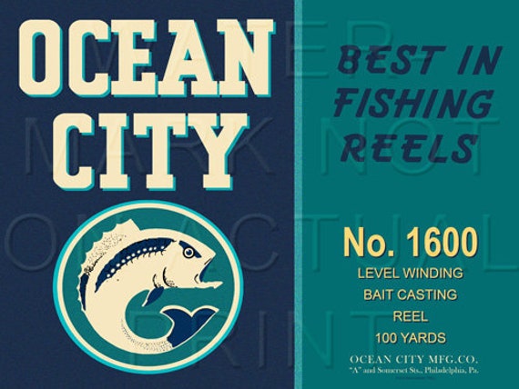 Vintage Ocean City Fishing Reel Box Label No. 1600 Canvas Print