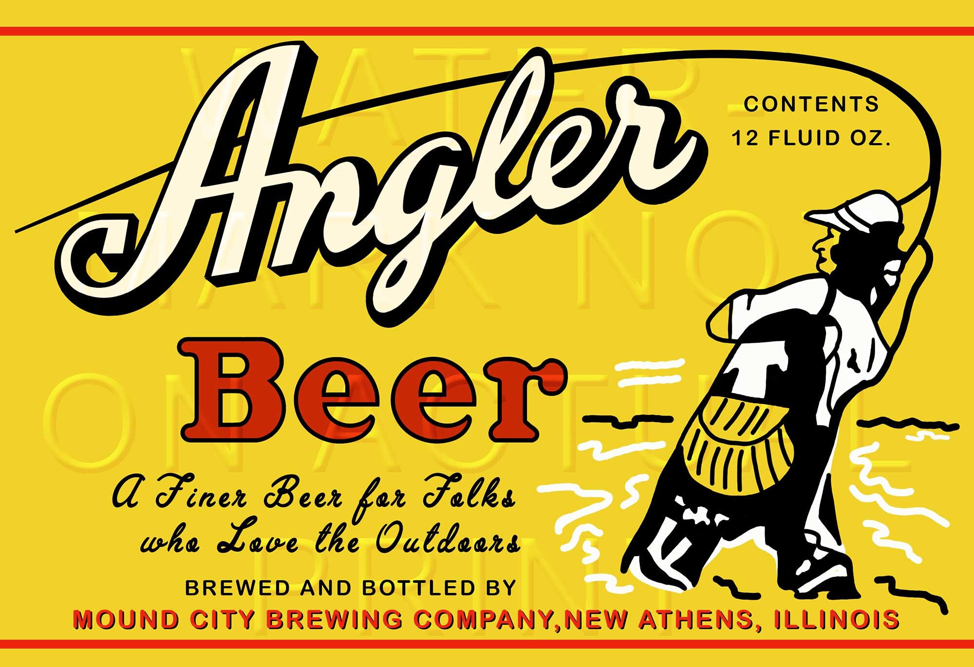 Angler Beer Mound City Brewing Company, New Athens, Illinois Beer Label