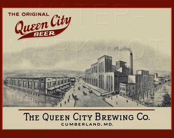 Vintage Queen City Brewing Company Factory Scene Cumberland, Maryland Canvas Print