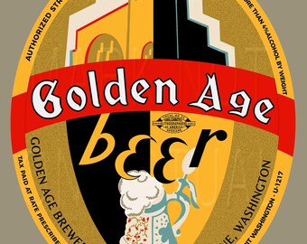 Vintage Golden Age Beer Golden Age Breweries Spokane, Washington Canvas Print
